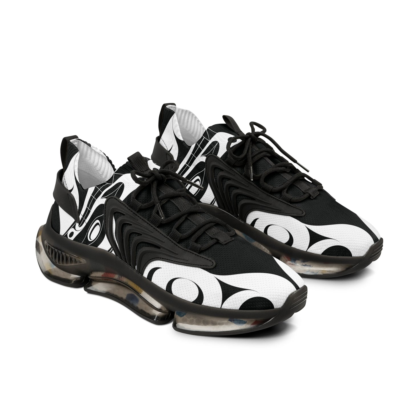 Men's Stylin’ Black Sneakers with White Wolf design by Joshua Watts