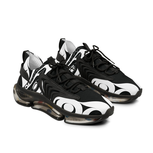 Men's Stylin’ Black Sneakers with White Wolf design by Joshua Watts