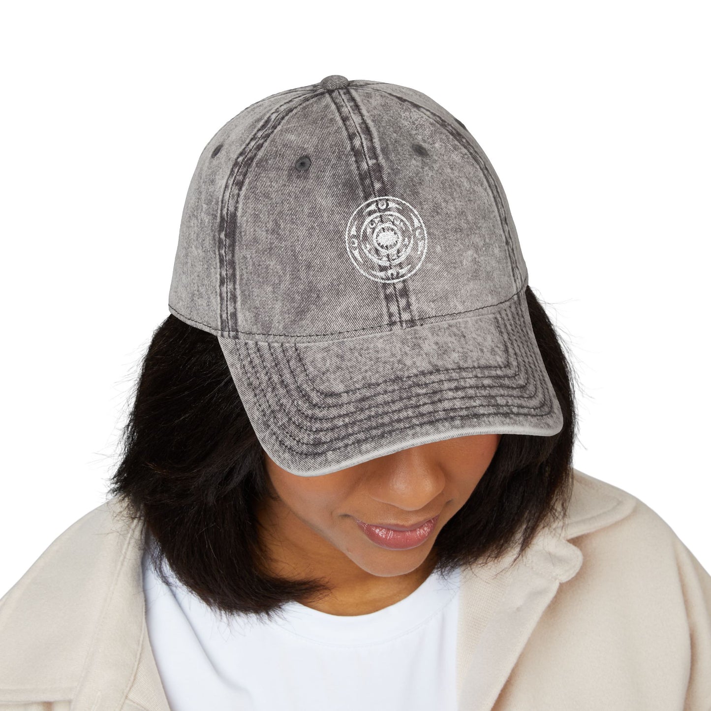Vintage Embroidered Cap — Distressed Target Logo Cotton Hat