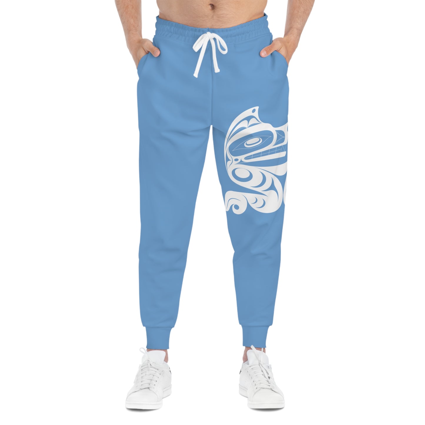 Unisex Sky Blue and White Athletic fit Joggers designed by Joshua watts