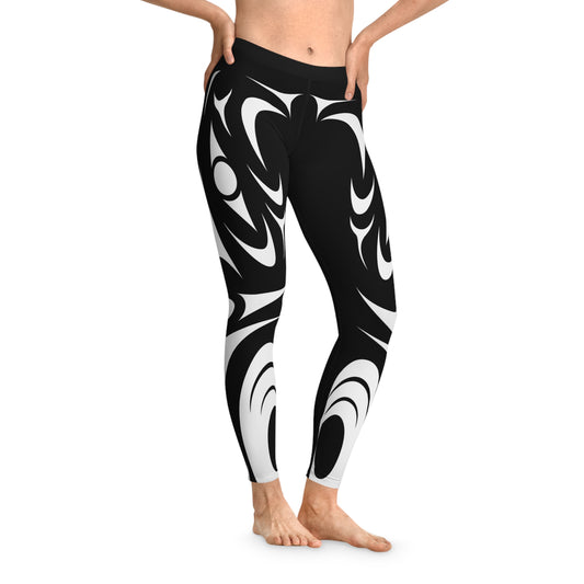 Black and White Thunderbird Leggings designed by Joshua Watts