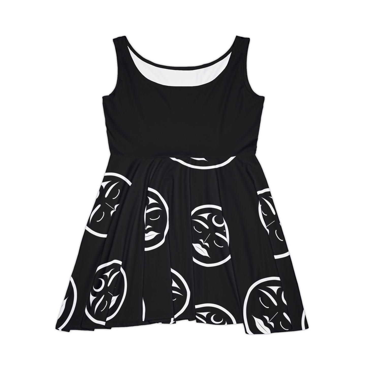 Black Skater Dress with Many Moons design by Joshua Watts