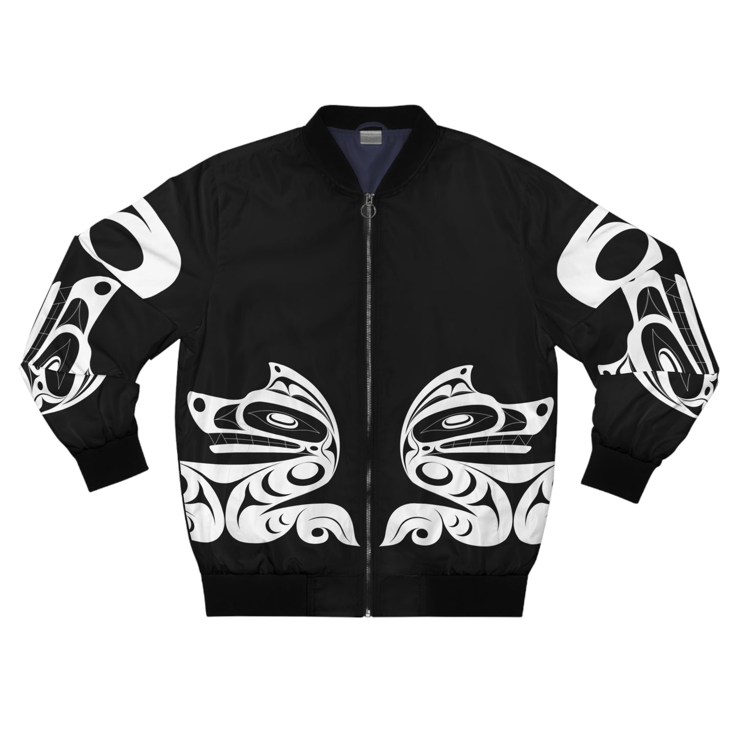 Unisex White Wolf Bomber Jacket designed by Joshua Watts