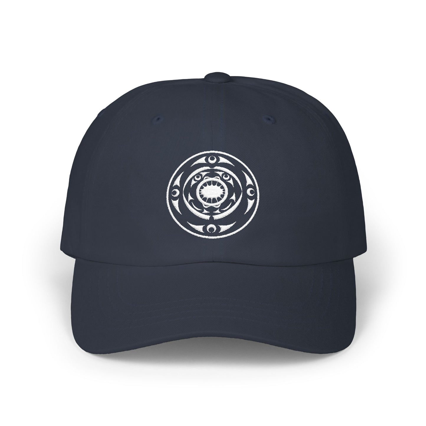 Distressed Coastal Wave Dad Cap — Beige Embroidered Circle Logo Hat