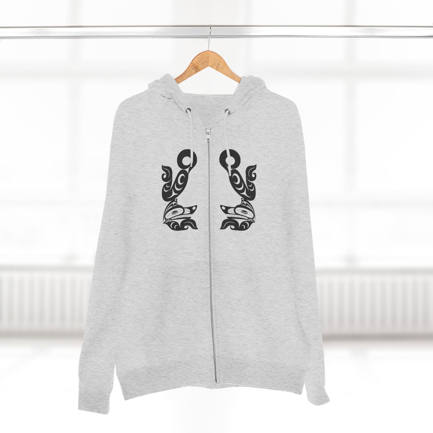 Unisex Zip Hoodie with “Tsuu-Baa-Asaxt Wolves” design by Joshua Watts