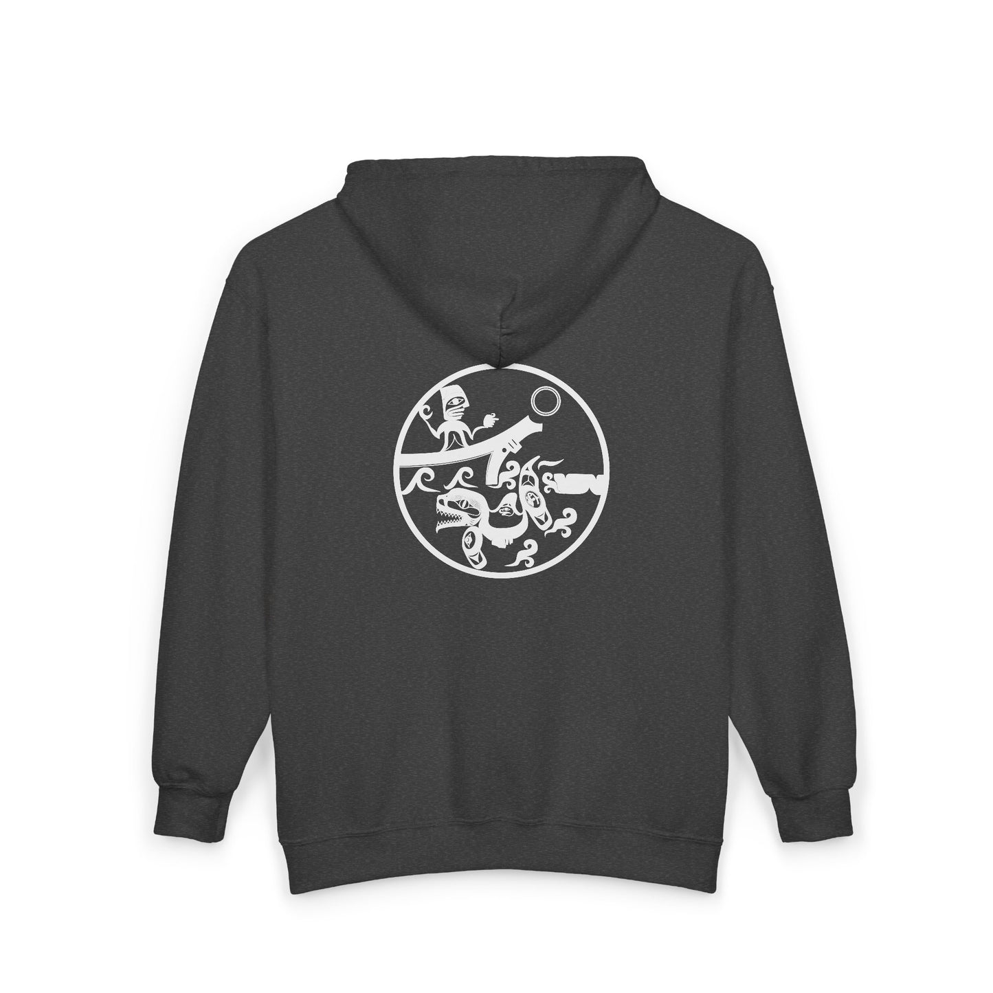 Unisex Zip Hoodie with White “Observing” design by Joshua Watts