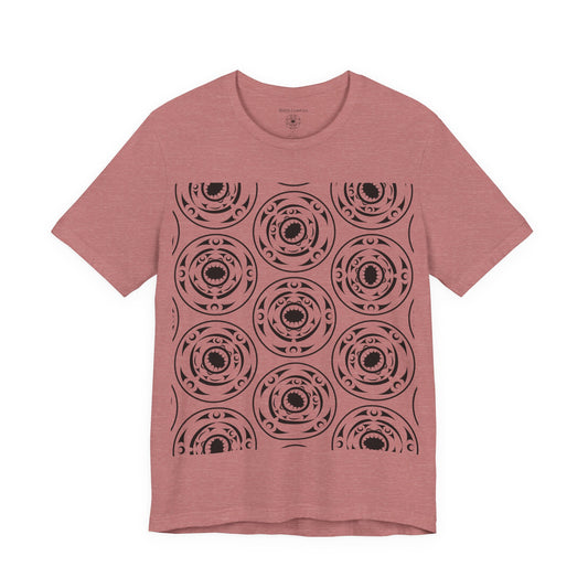 Unisex T-shirt featuring black and white "Life and Death“ design pattern by Joshua Watts