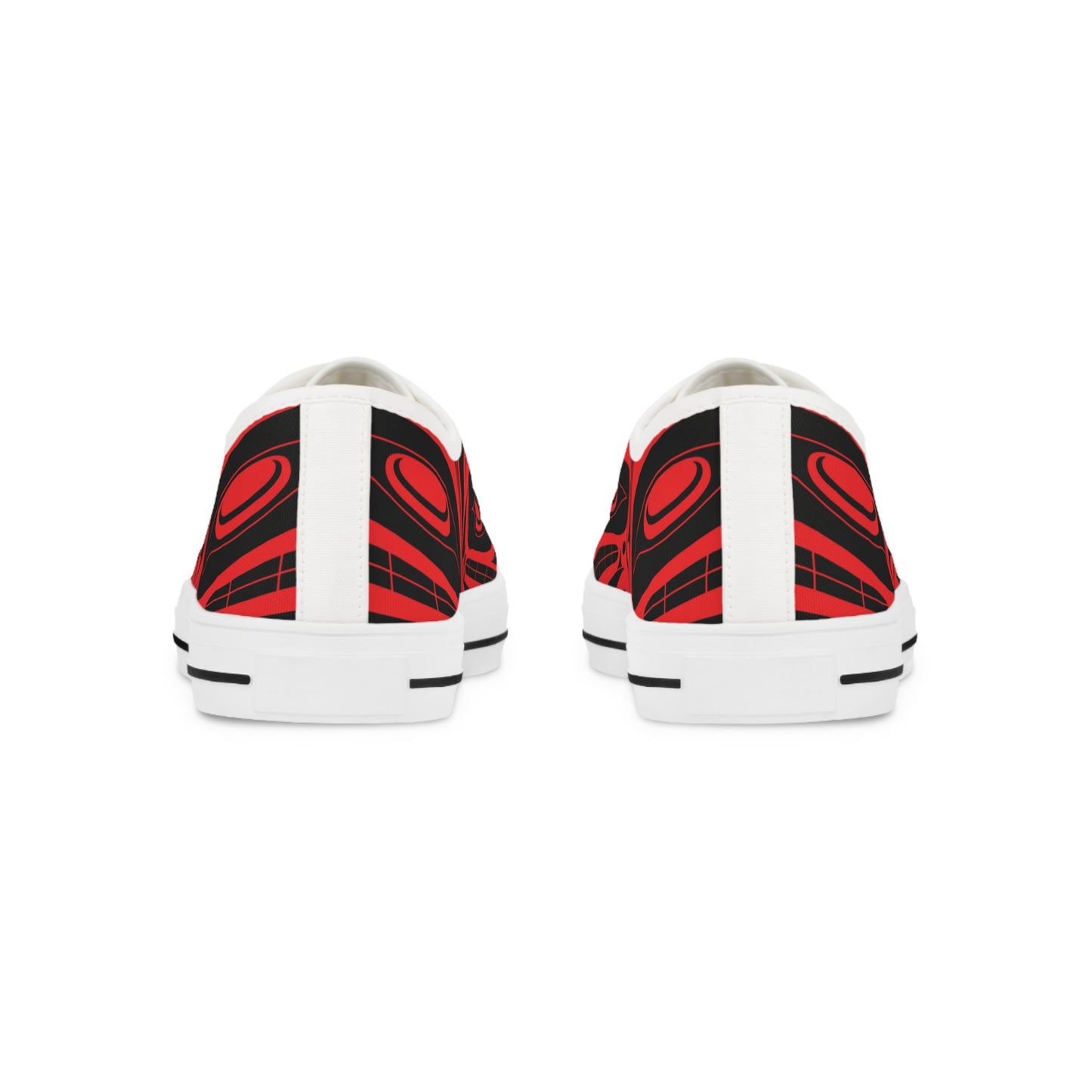 Men's Black Low Top shoes with Red Wolf design by Joshua Watts