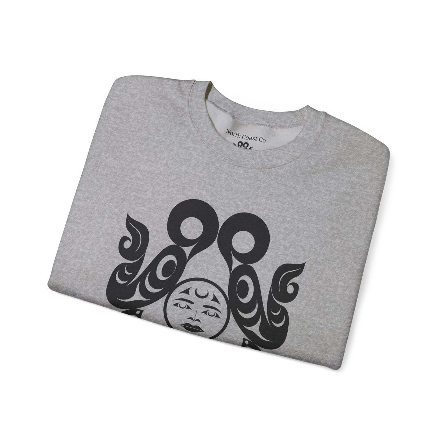Unisex Crewneck Pullover sweatshirt with White “Tsuu-Baa-Asaxt Wolves” design by Joshua Watts