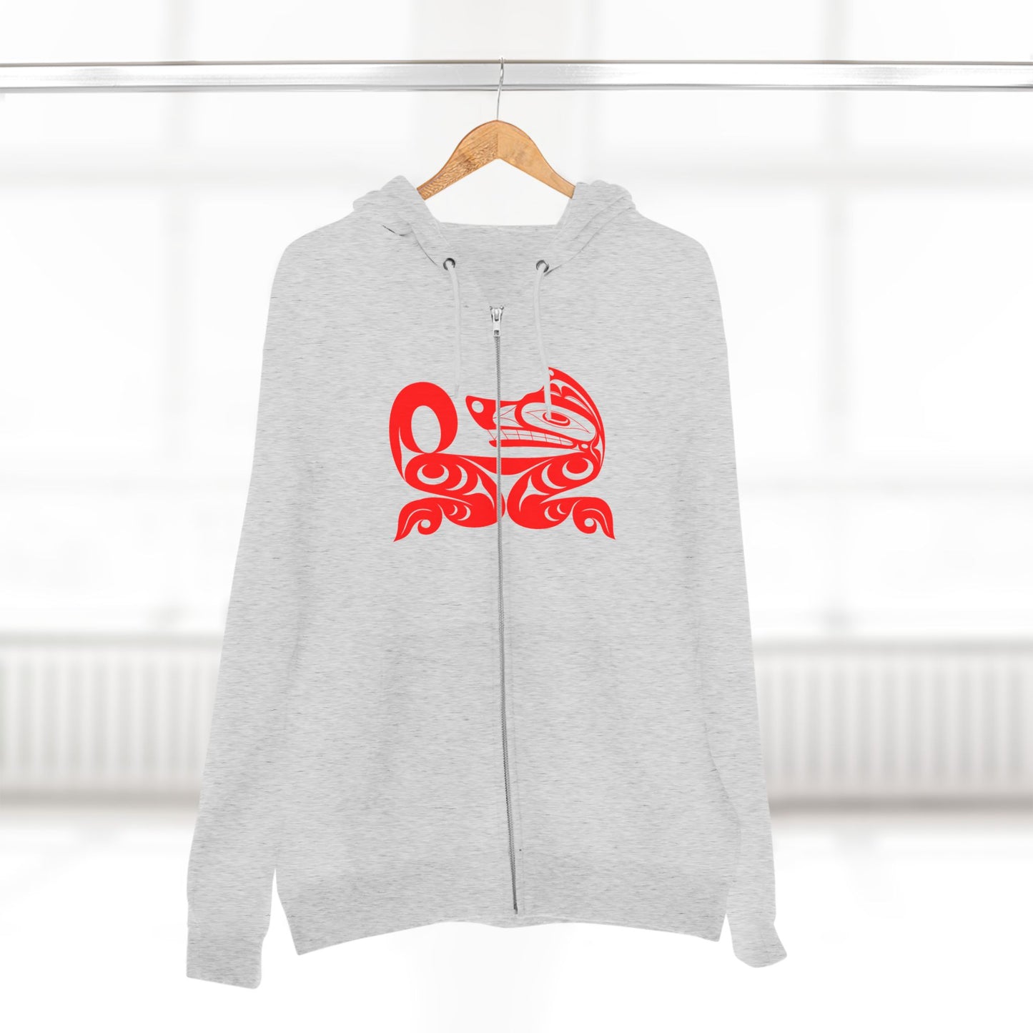 Black Unisex Zip Hoodie with “ Red Wolf” design by Joshua Watts