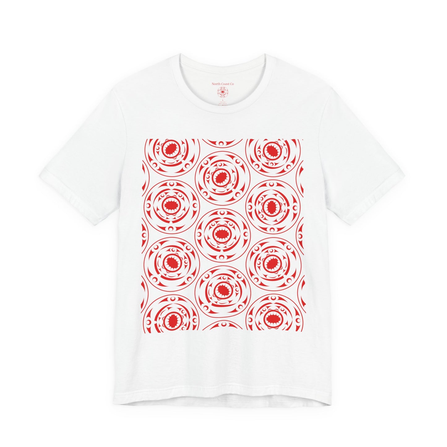 Unisex T-Shirt with red “Life and Death” pattern design by Joshua Watts