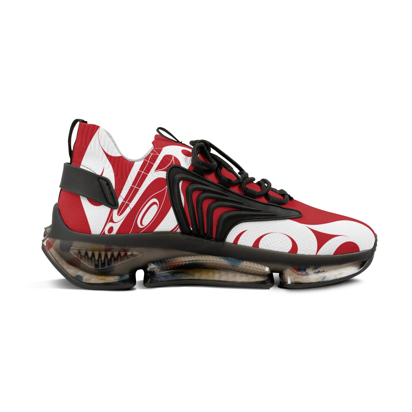 Men's Stylin’ Red Sneakers with White Wolf design by Joshua Watts