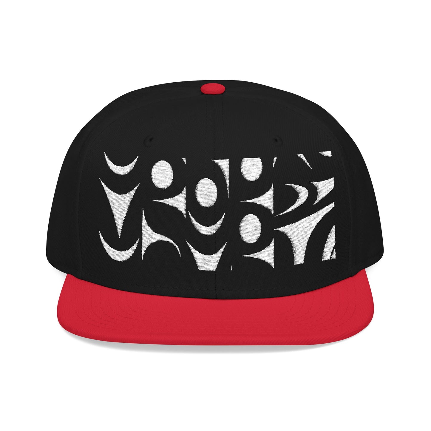 Embroidered Snapback Cap with White Abstract Salish design by Joshua Watts