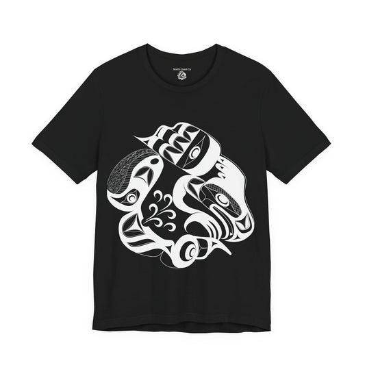 Unisex T-Shirt with “Whale Hunt” design by Joshua Watts