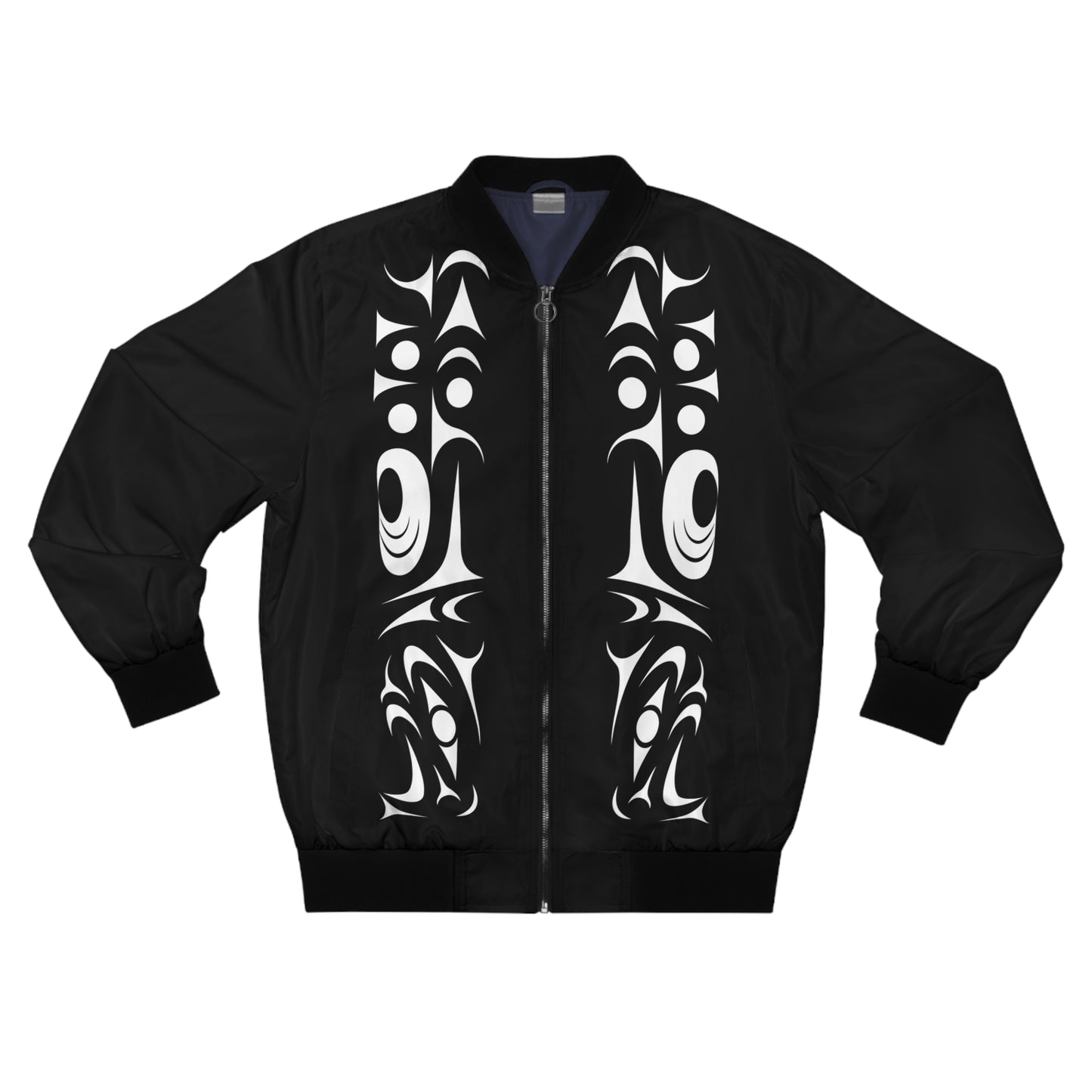 Unisex Bomber Jacket with White “Twin Thunderbird” design by Joshua Watts