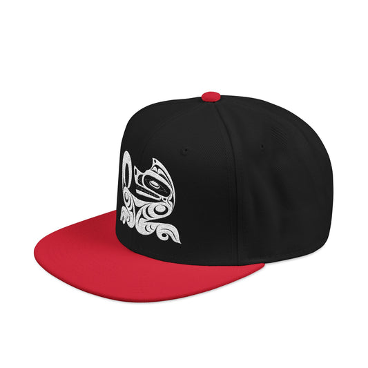 Embroidered Snapback Cap with White Wolf design by Joshua Watts