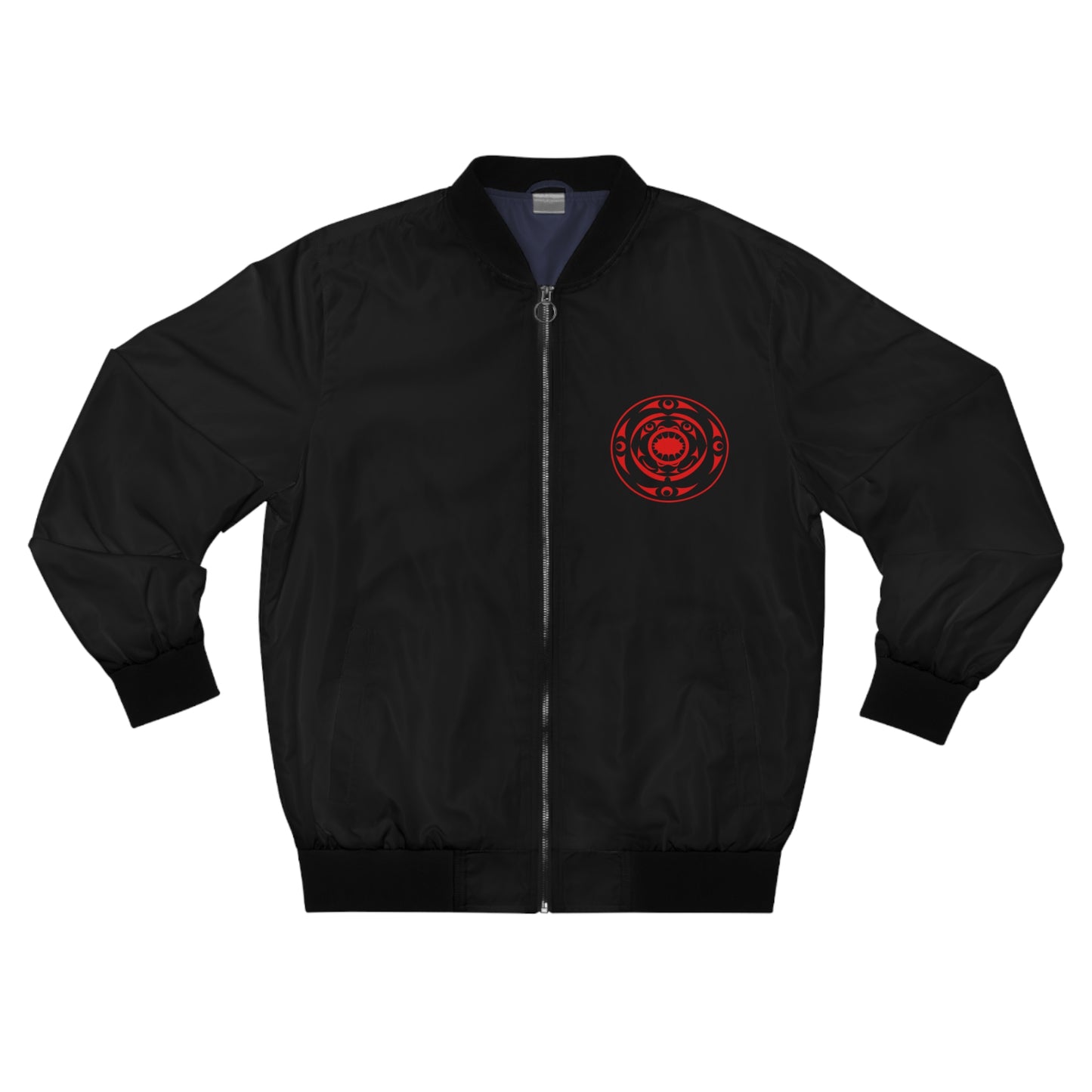 Black Unisex Bomber Jacket with Red “Life and Death” designed by Joshua Watts