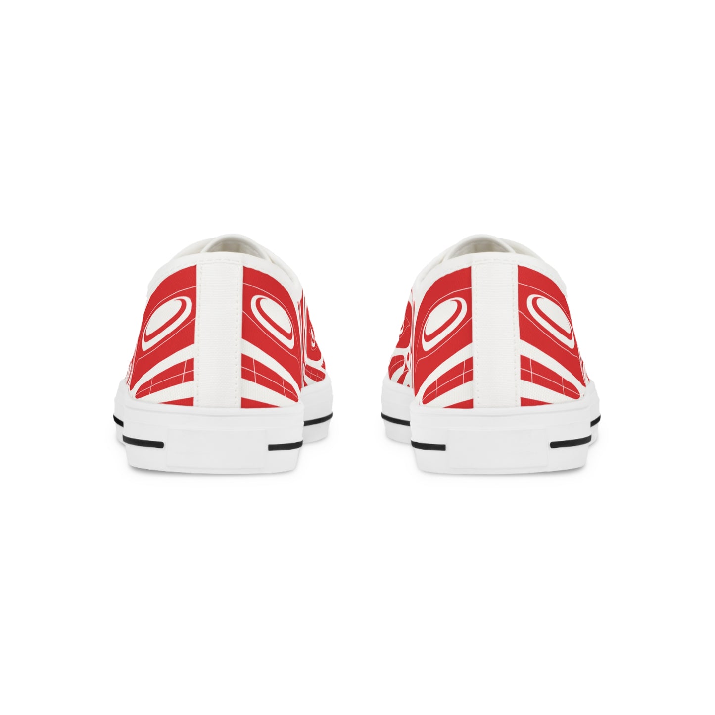 Men's Red Low Top shoes with White Wolf design by Joshua Watts