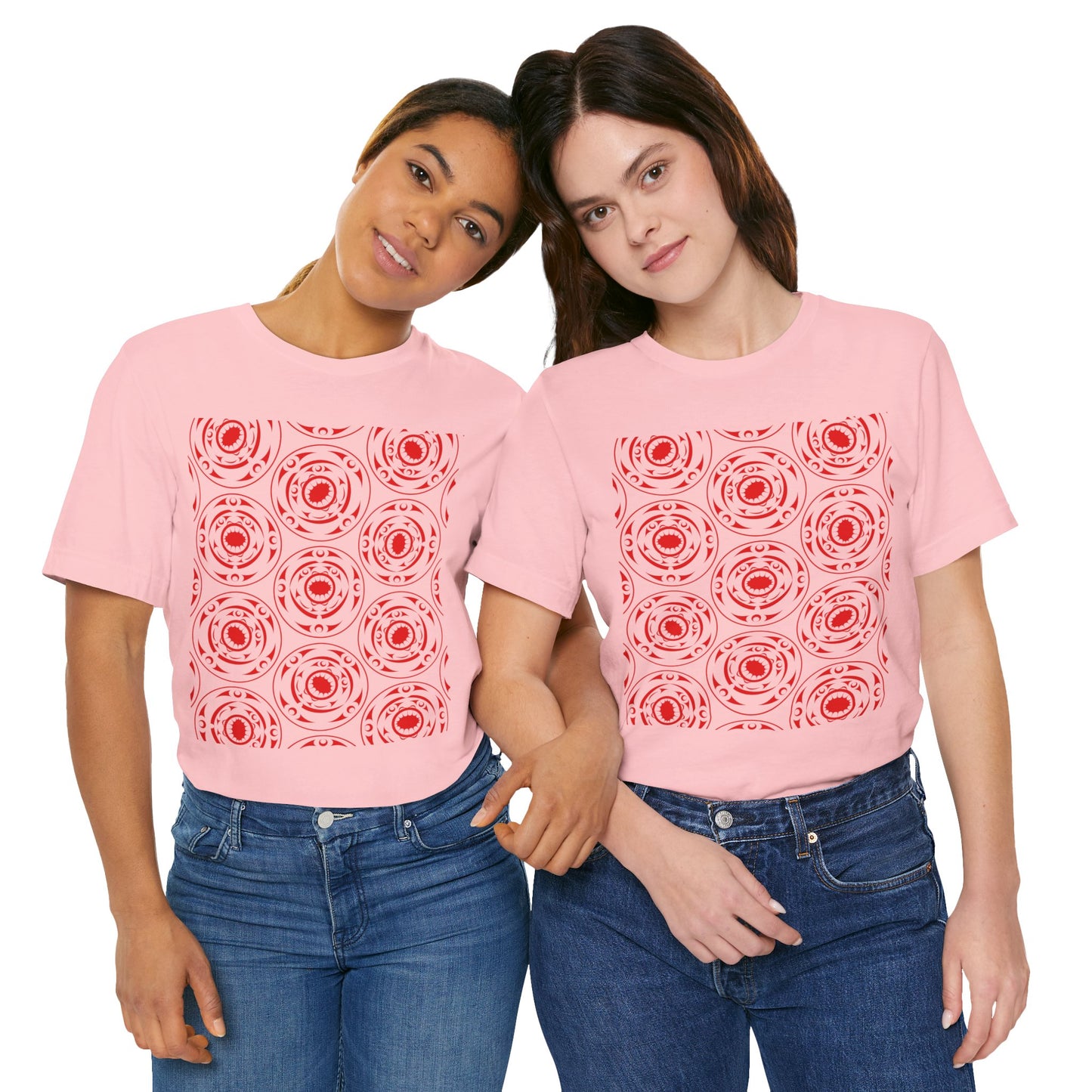 Unisex T-Shirt with red “Life and Death” pattern design by Joshua Watts