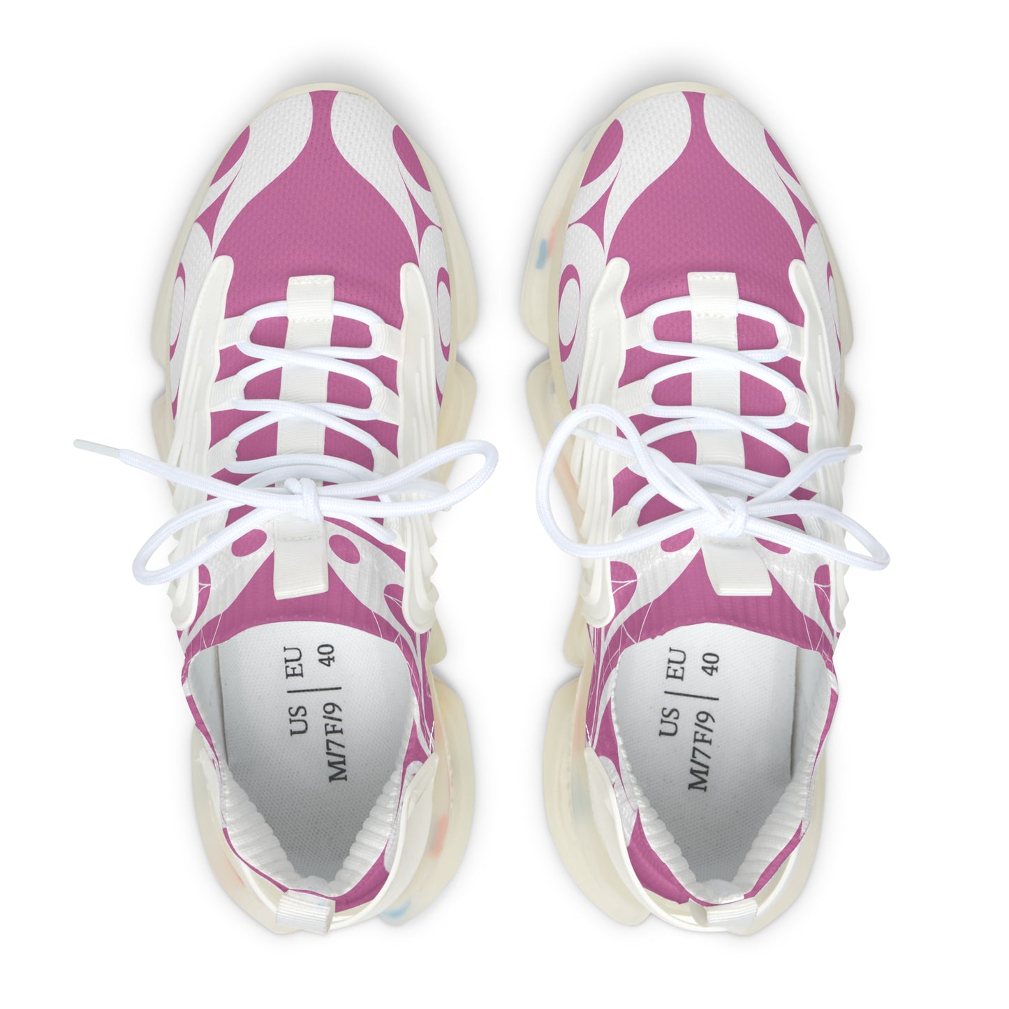 Women’s  Stylin’ Pink Sneakers with White Wolf design by Joshua Watts