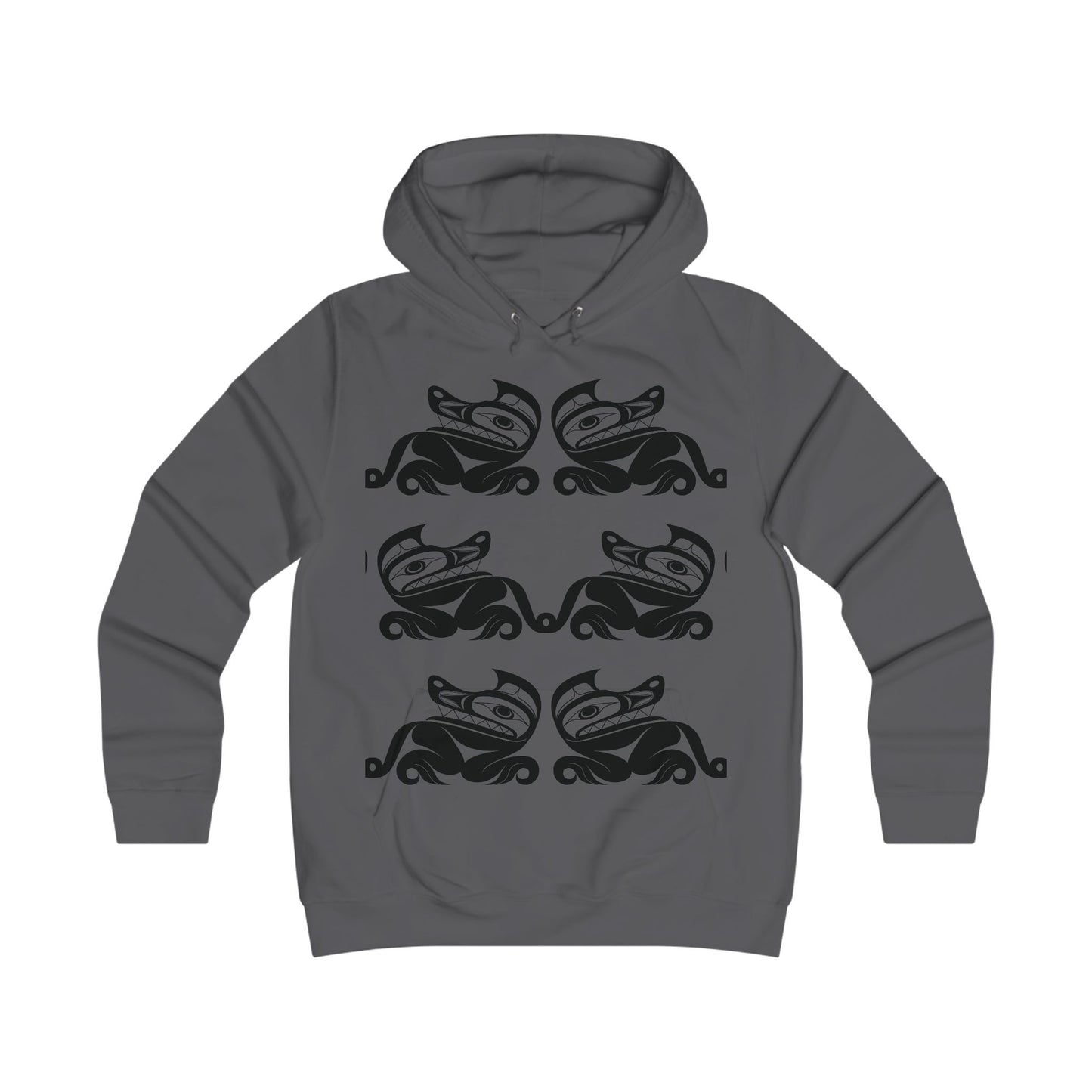 Women’s fit Pullover Hoodie with twin wolves design by Joshua Watts
