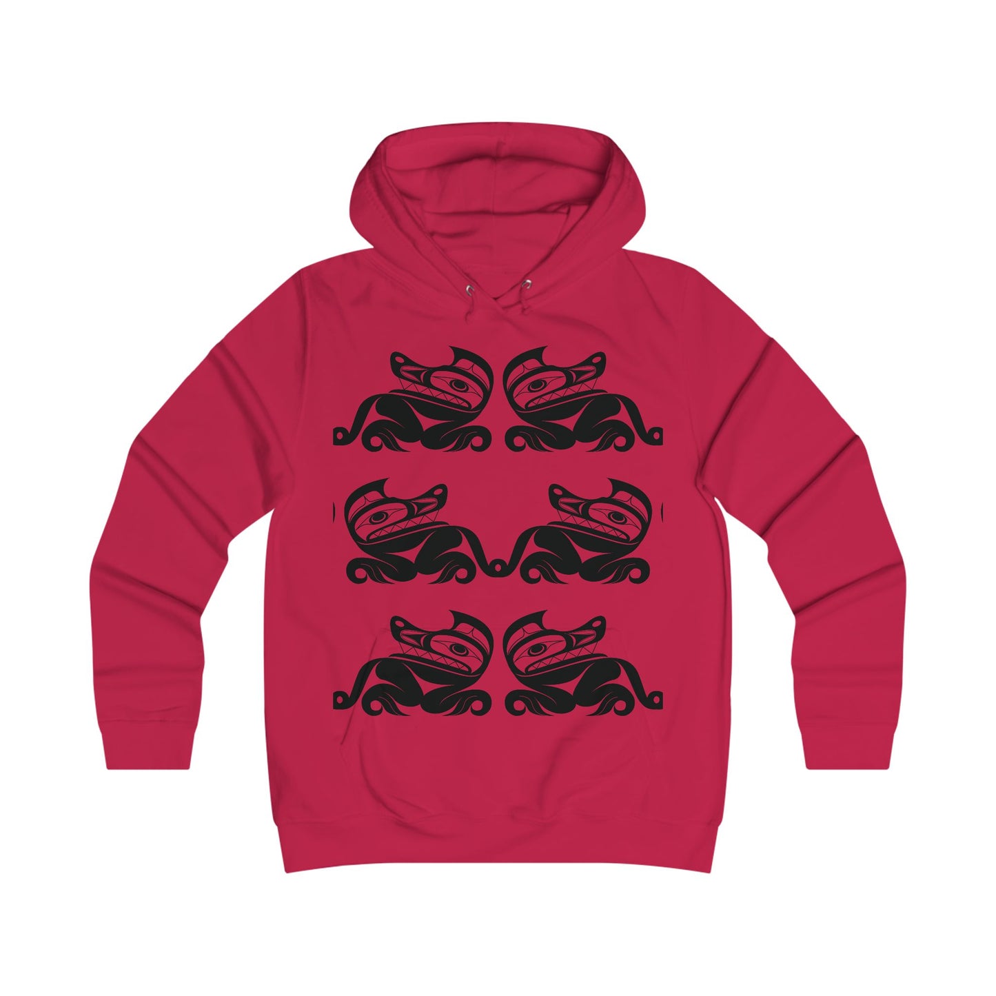 Women’s fit Pullover Hoodie with twin wolves design by Joshua Watts