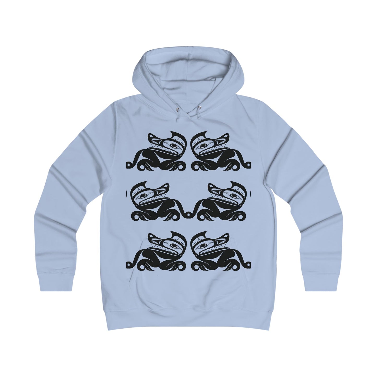 Women’s fit Pullover Hoodie with twin wolves design by Joshua Watts