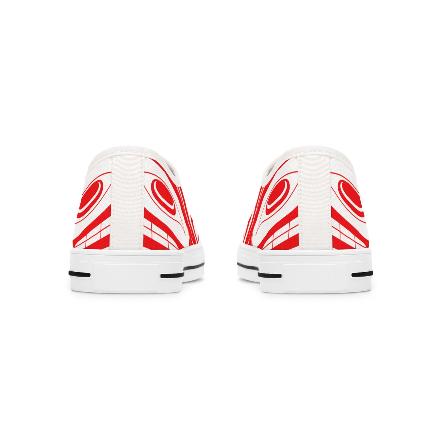Women's White Low Top shoes with Red Wolf design by Joshua Watts