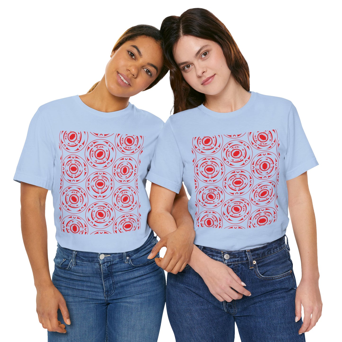 Unisex T-Shirt with red “Life and Death” pattern design by Joshua Watts