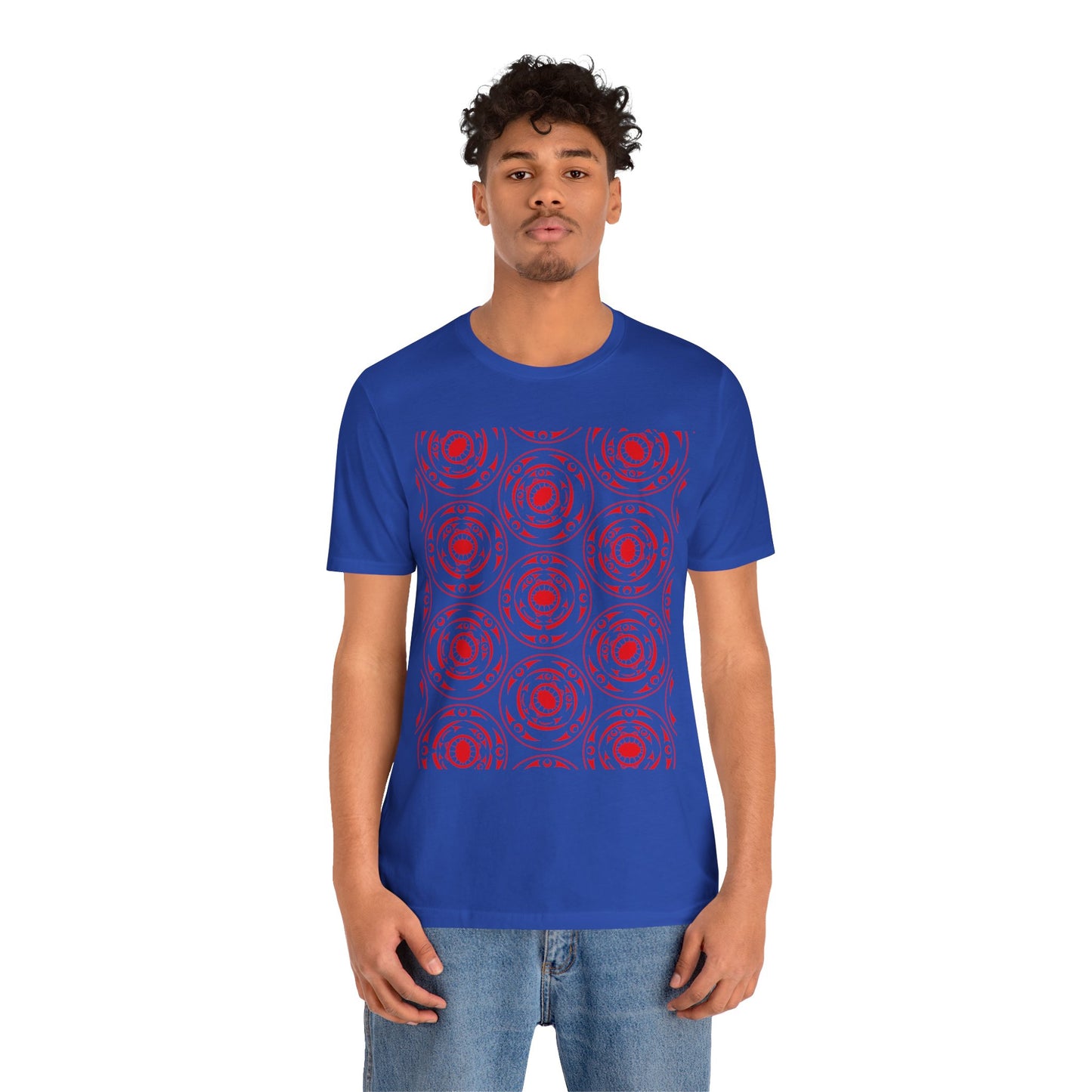 Unisex T-Shirt with red “Life and Death” pattern design by Joshua Watts