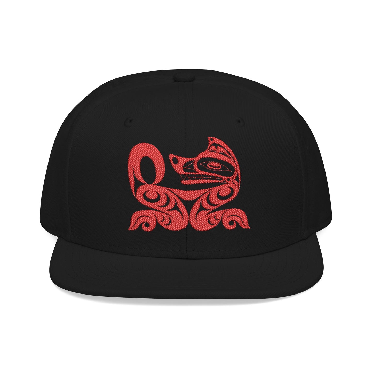 Embroidered Snapback Cap with Red Wolf design by Joshua Watts