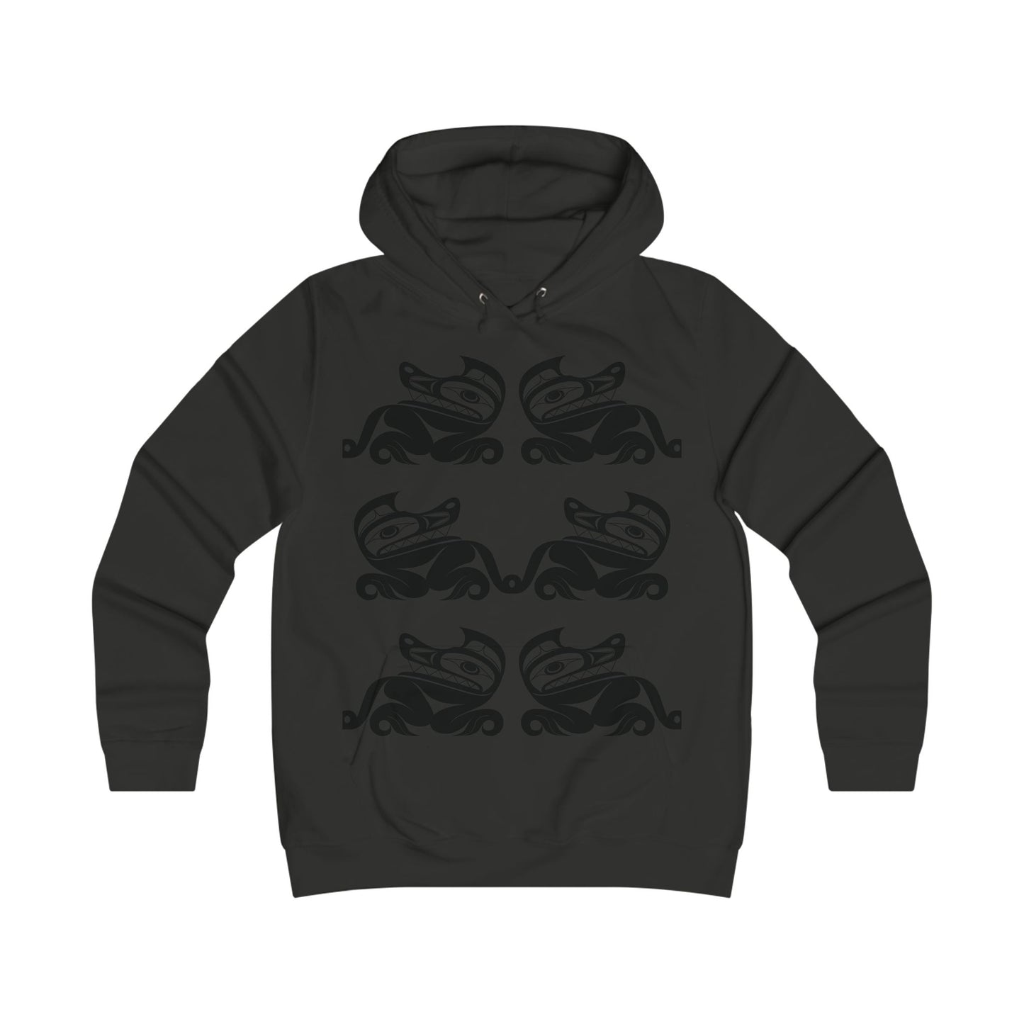 Women’s fit Pullover Hoodie with twin wolves design by Joshua Watts
