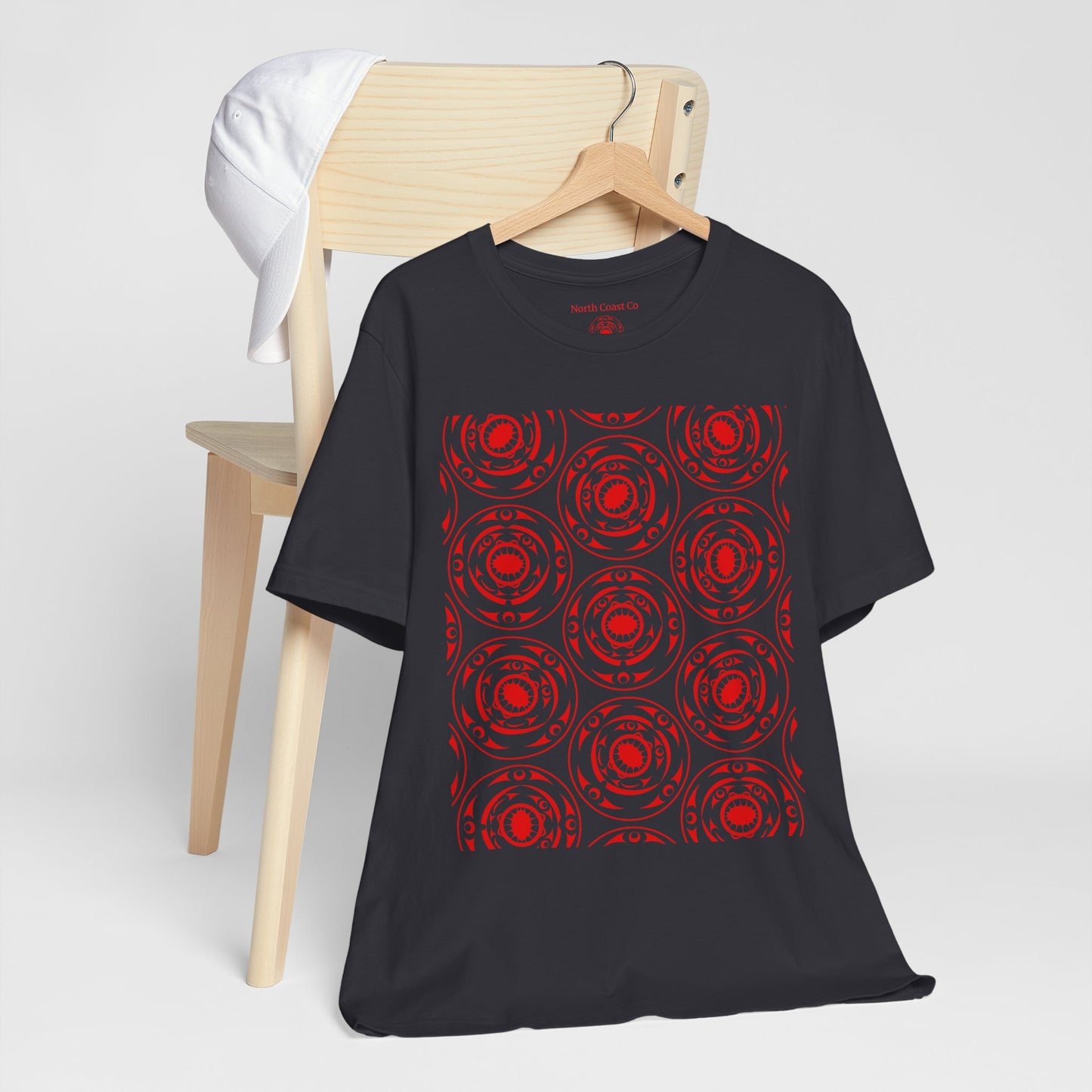 Unisex T-Shirt with red “Life and Death” pattern design by Joshua Watts