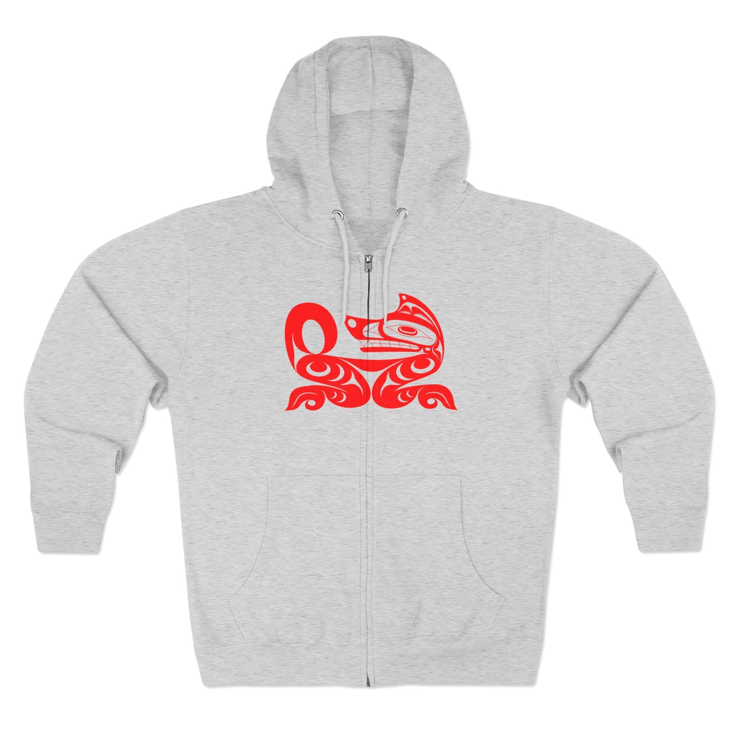 Black Unisex Zip Hoodie with “ Red Wolf” design by Joshua Watts