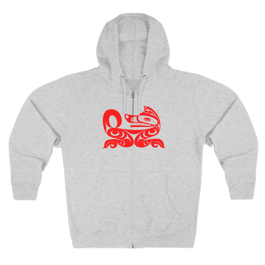 Black Unisex Zip Hoodie with “ Red Wolf” design by Joshua Watts