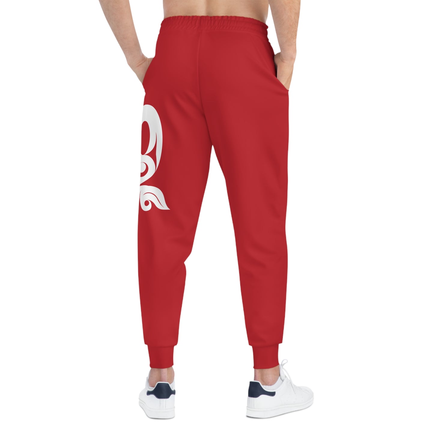 Unisex Red and White Athletic fit Joggers designed by Joshua watts
