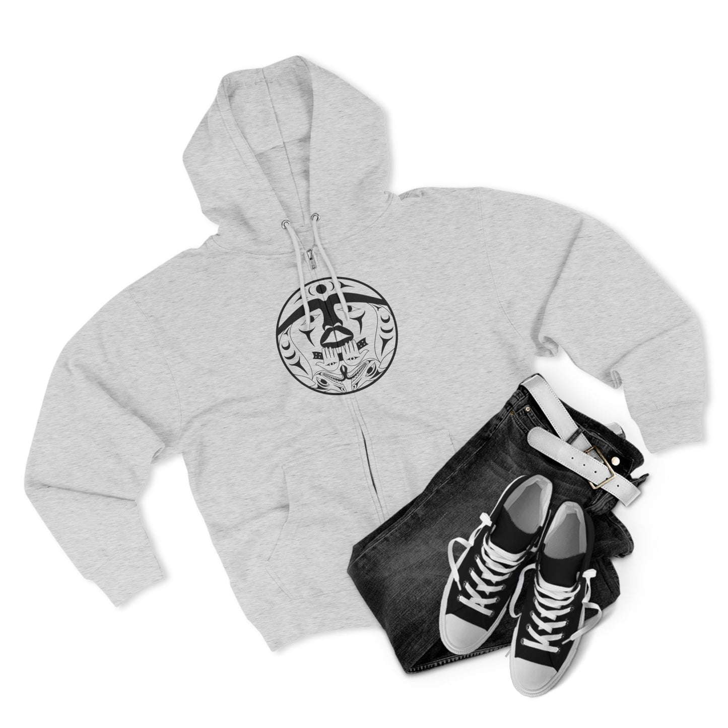 Unisex Zip Hoodie with “Xwechtaal” design by Joshua Watts