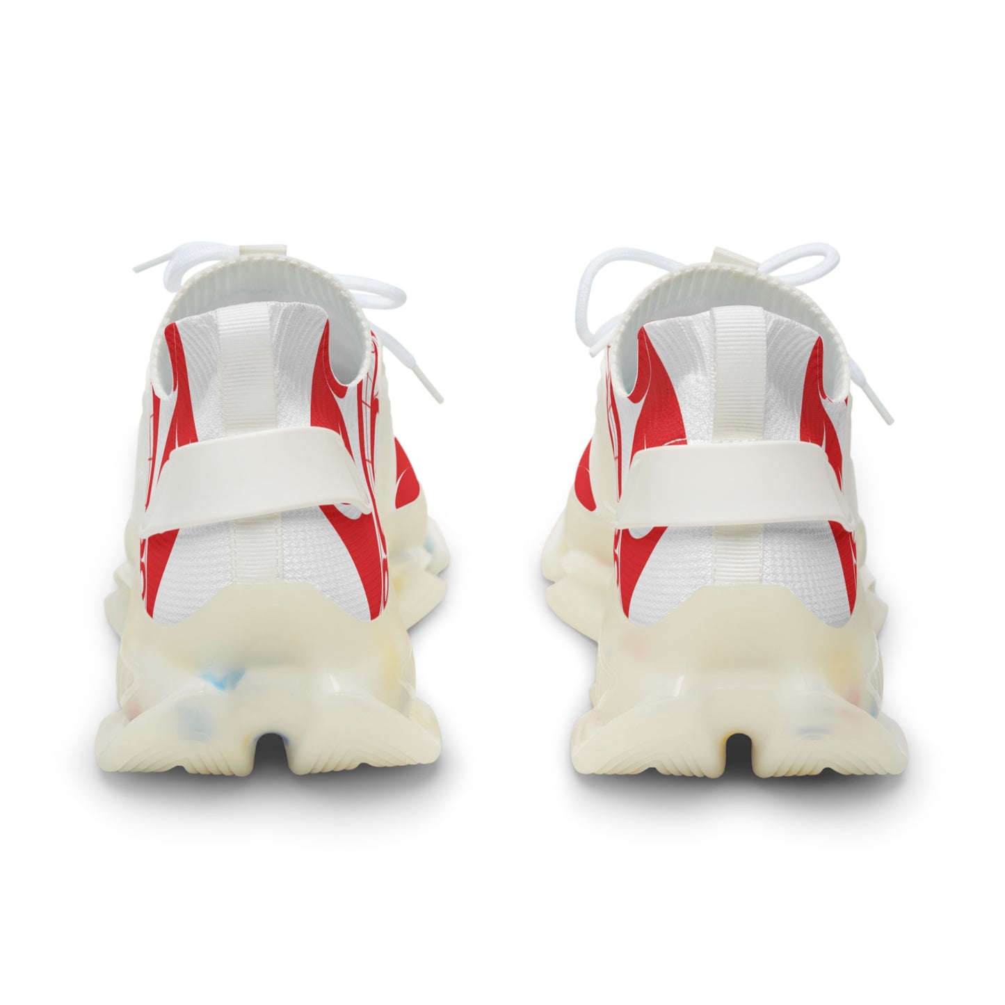 Men's Stylin’ White Sneakers with Red Wolf design by Joshua Watts