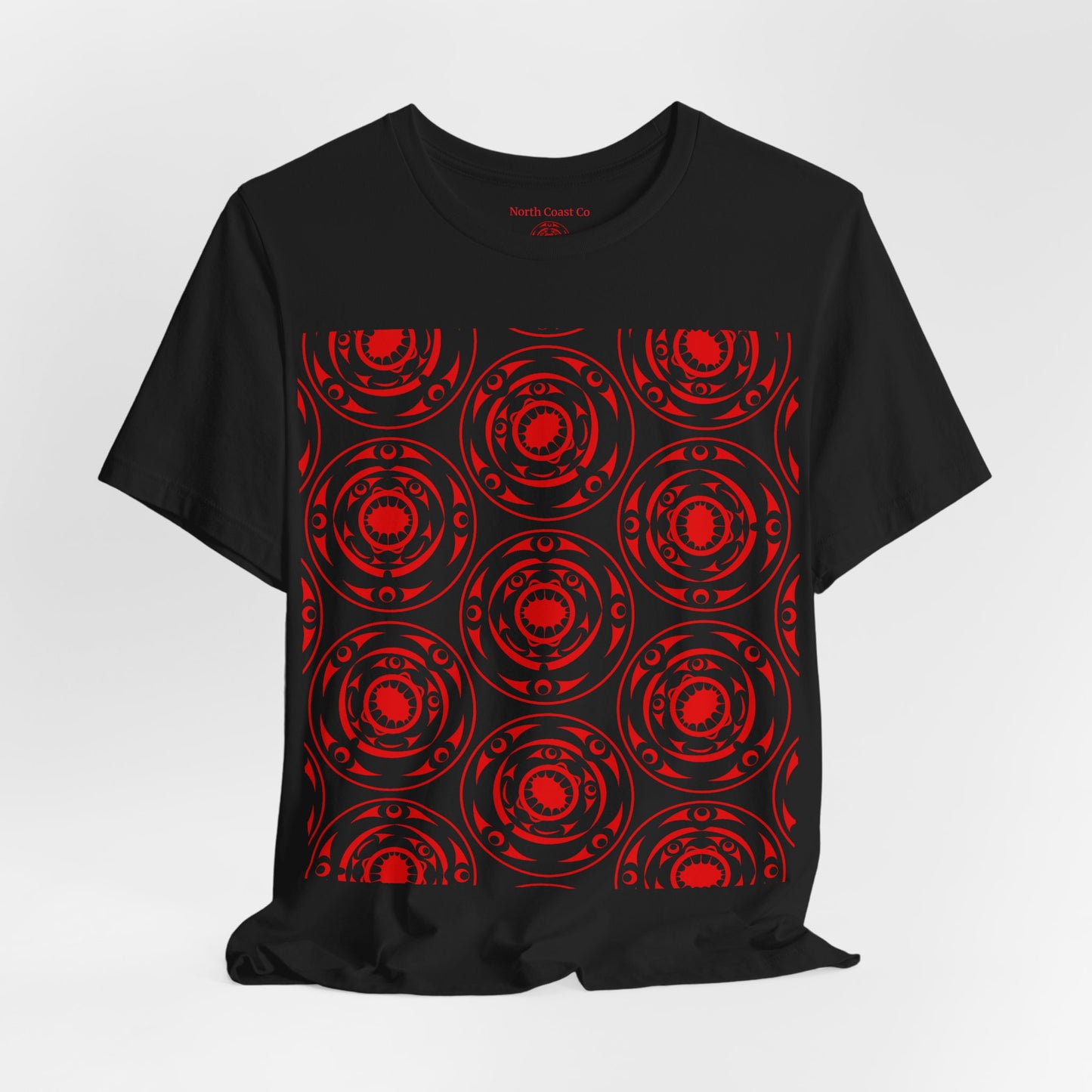 Unisex T-Shirt with red “Life and Death” pattern design by Joshua Watts