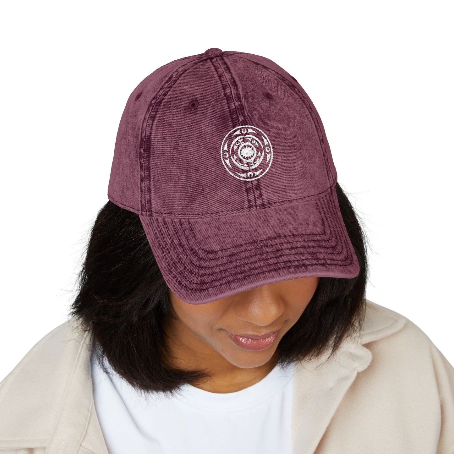 Vintage Embroidered Cap — Distressed Target Logo Cotton Hat