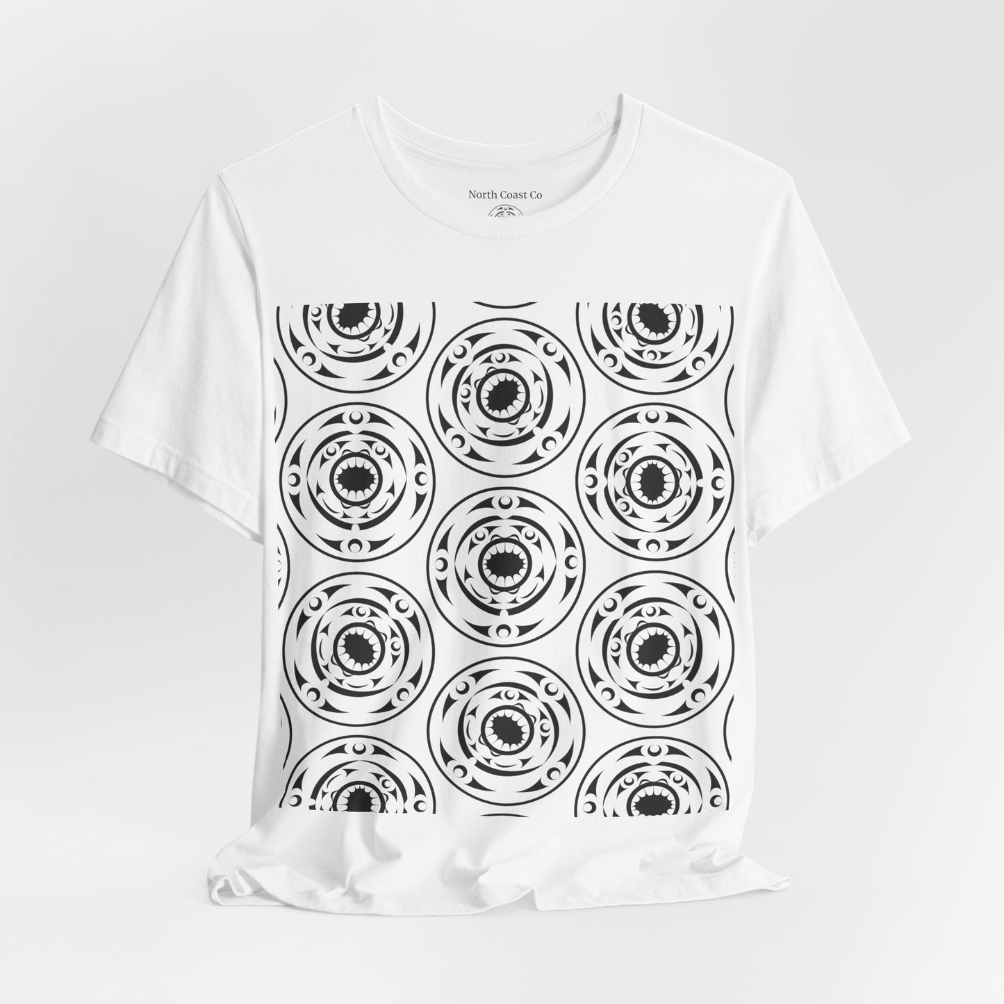Unisex T-shirt featuring black and white "Life and Death“ design pattern by Joshua Watts