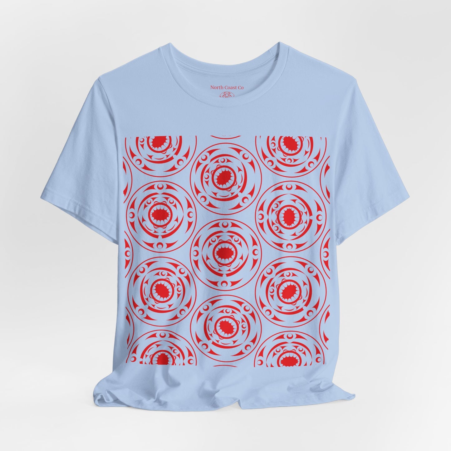 Unisex T-Shirt with red “Life and Death” pattern design by Joshua Watts