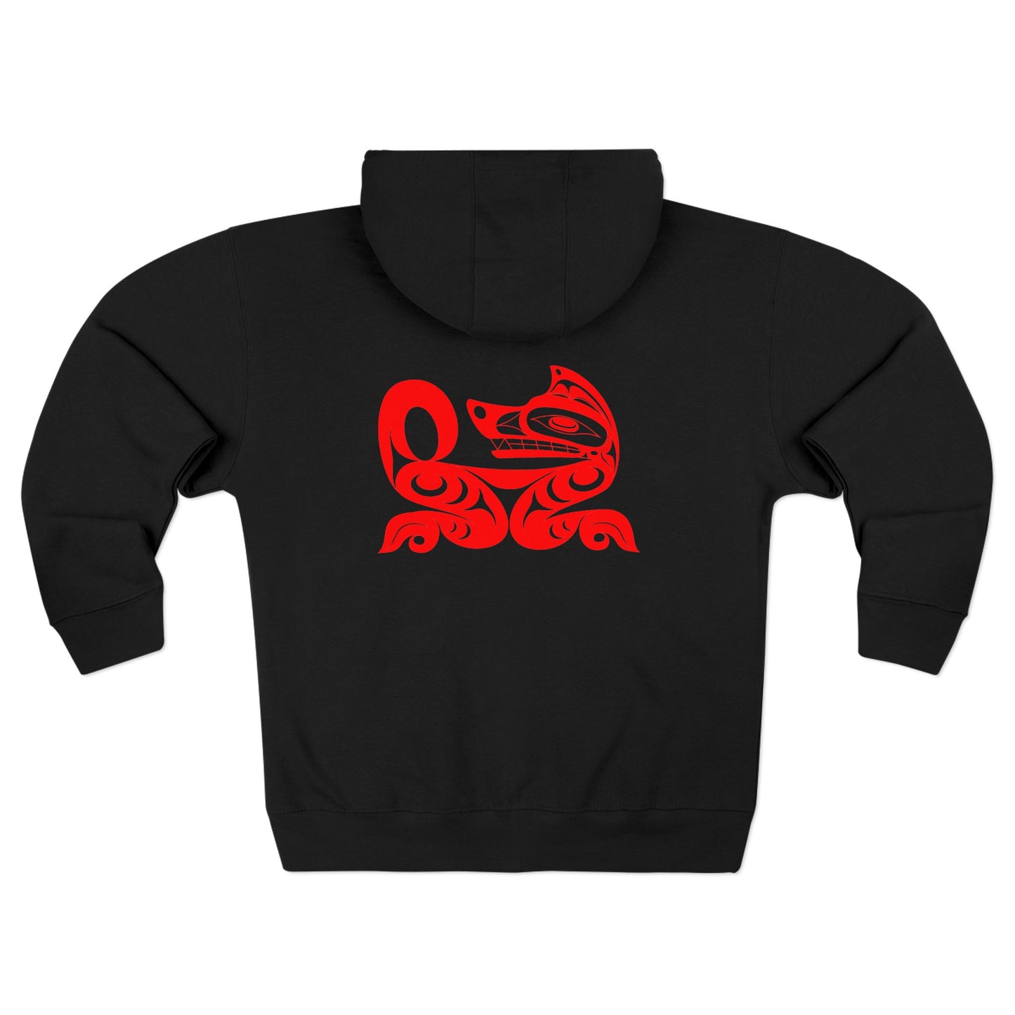 Black Unisex Zip Hoodie with “ Red Wolf” design by Joshua Watts