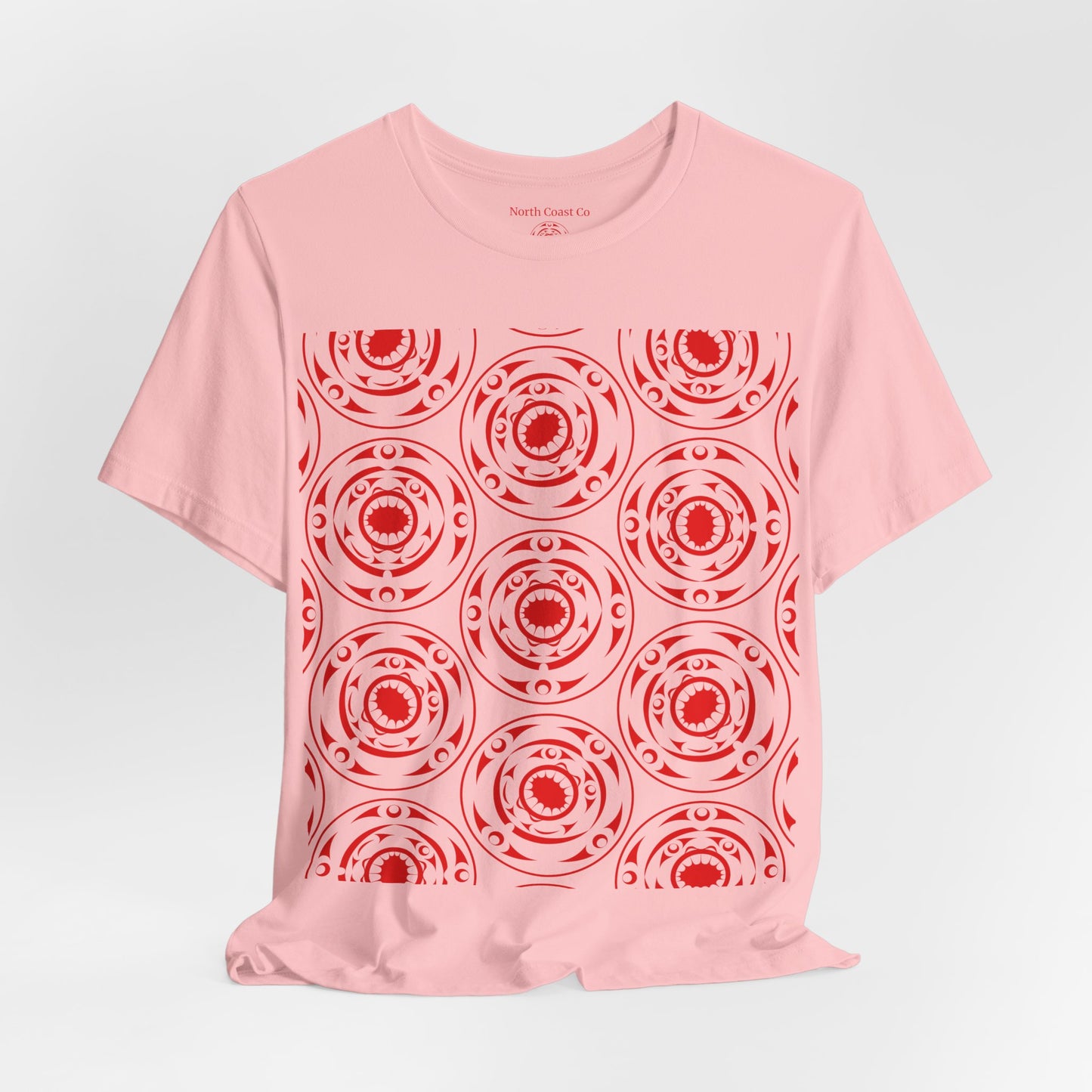 Unisex T-Shirt with red “Life and Death” pattern design by Joshua Watts