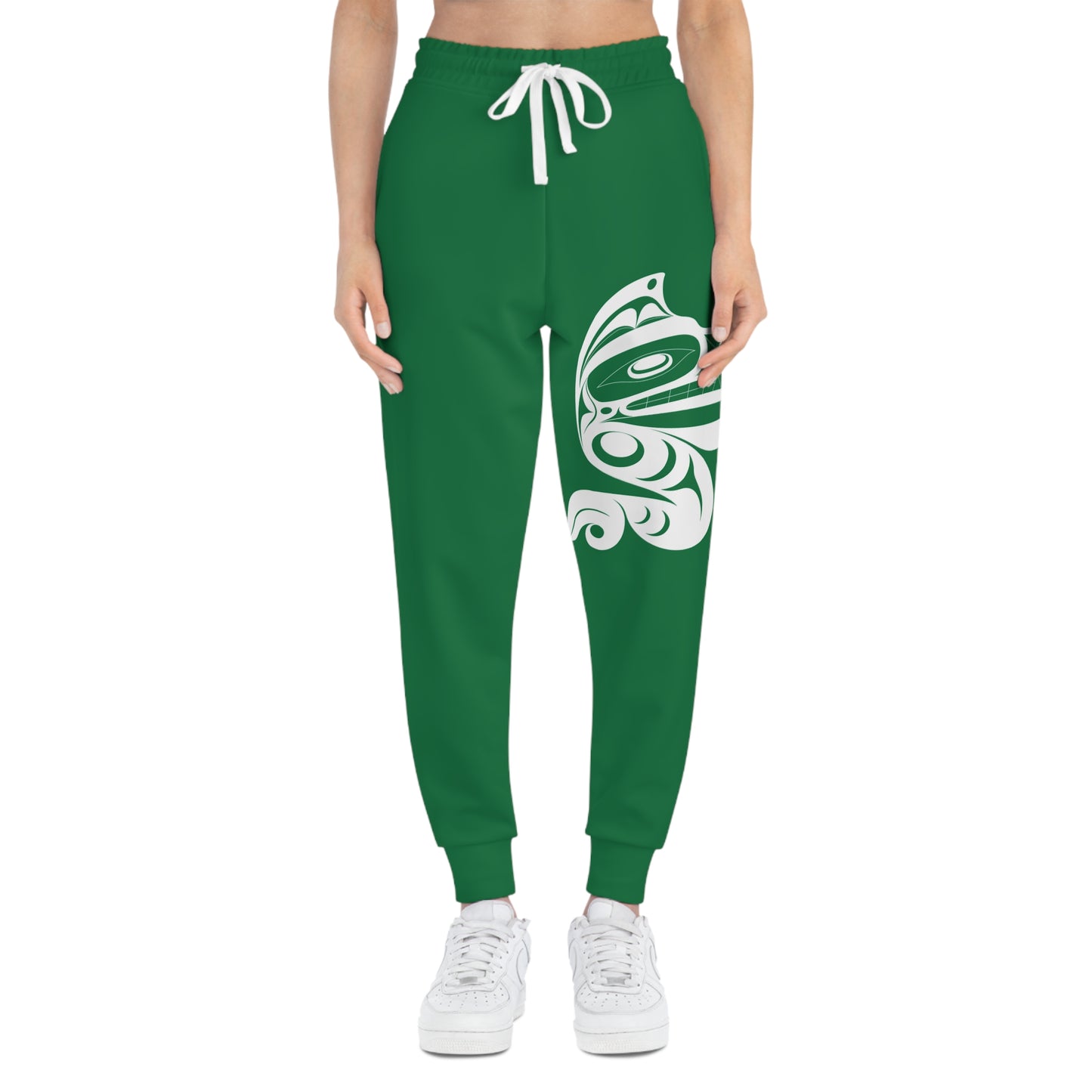 Unisex Green and White Athletic fit Joggers designed by Joshua watts