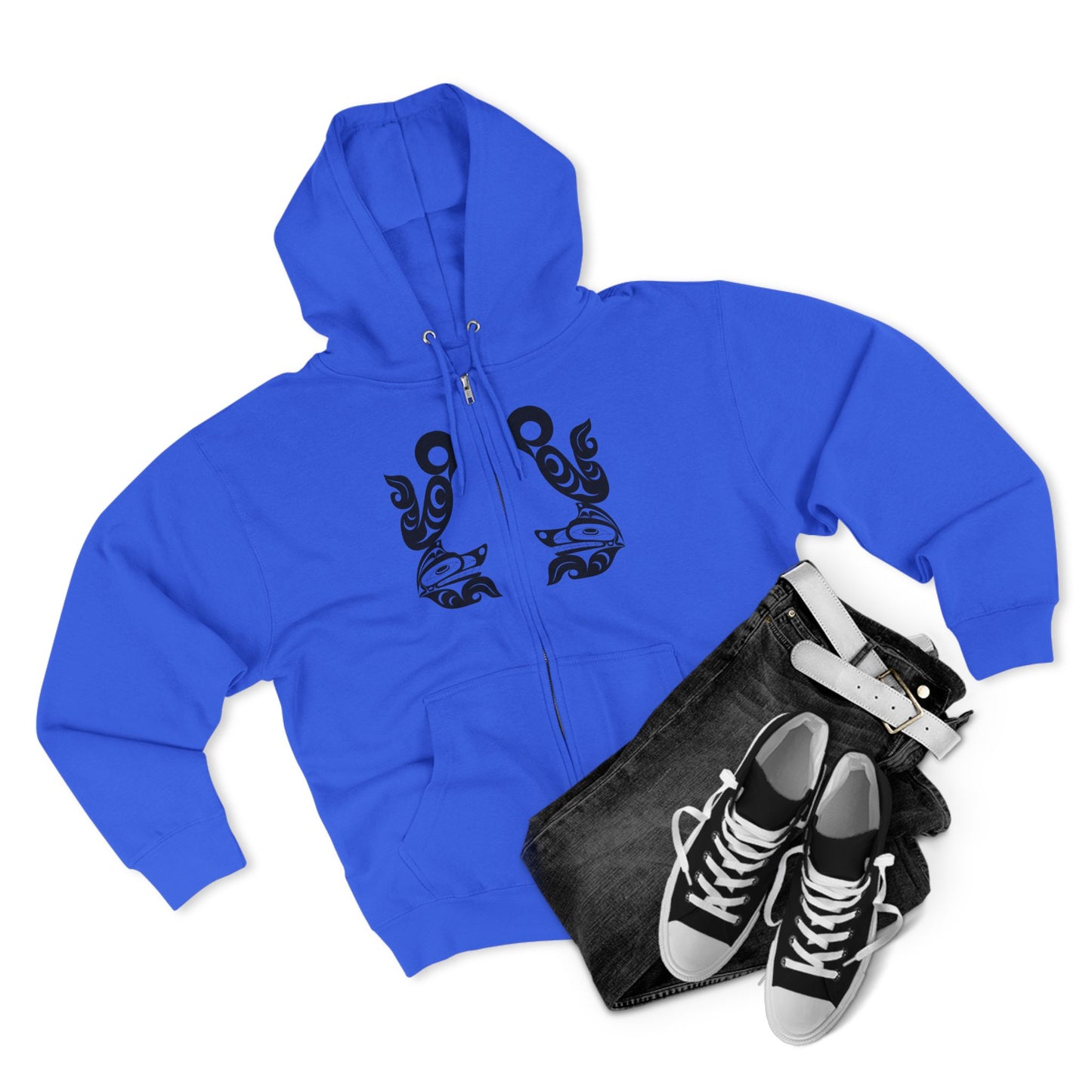 Unisex Zip Hoodie with “Tsuu-Baa-Asaxt Wolves” design by Joshua Watts