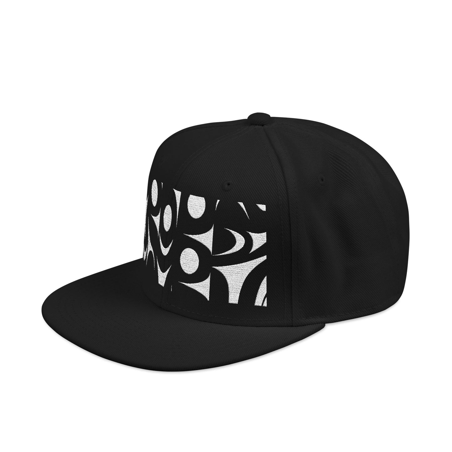 Embroidered Snapback Cap with White Abstract Salish design by Joshua Watts
