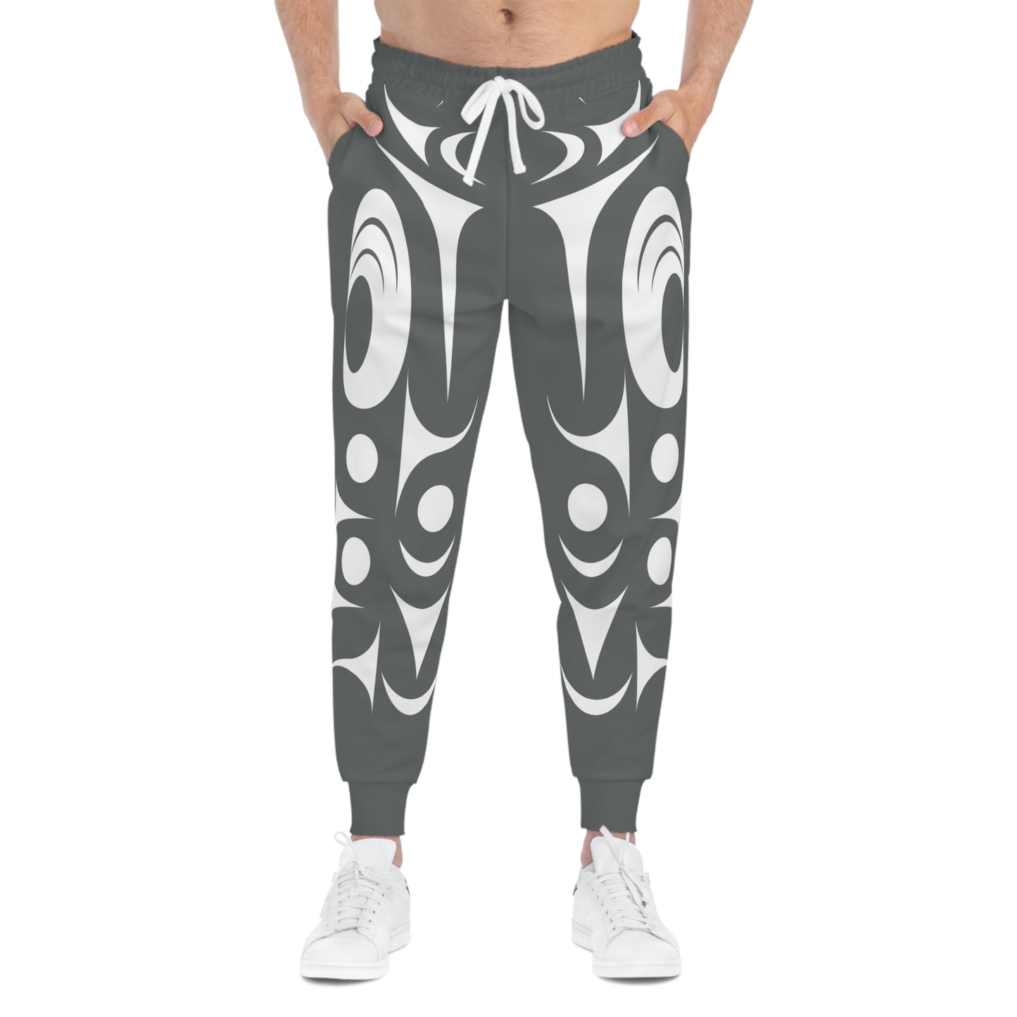 Unisex Dark Grey and White Athletic joggers designed by Joshua Watts