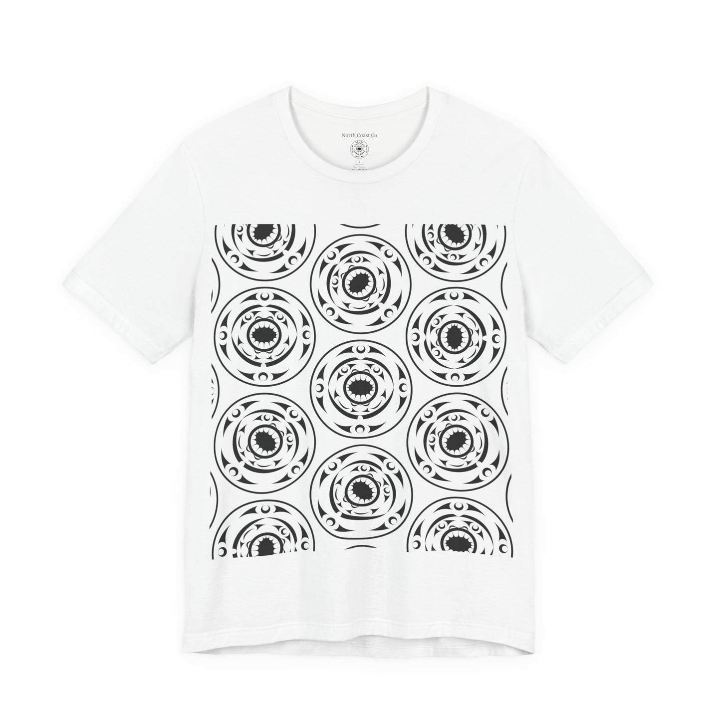 Unisex T-shirt featuring black and white "Life and Death“ design pattern by Joshua Watts