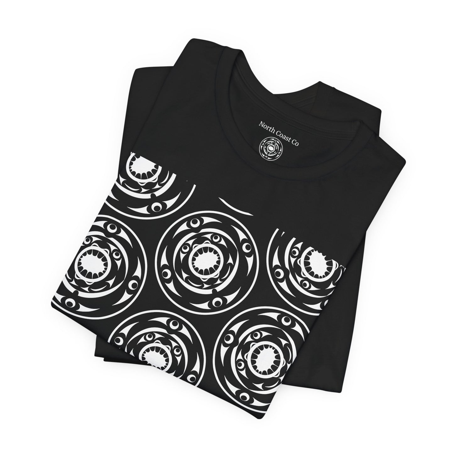 Unisex T-shirt featuring black and white "Life and Death“ design pattern by Joshua Watts
